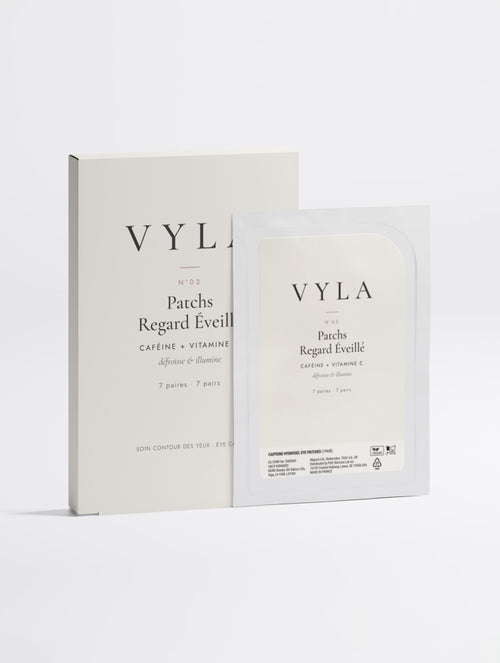 Patchs yeux caféine et vitamine C VYLA – étui et sachet