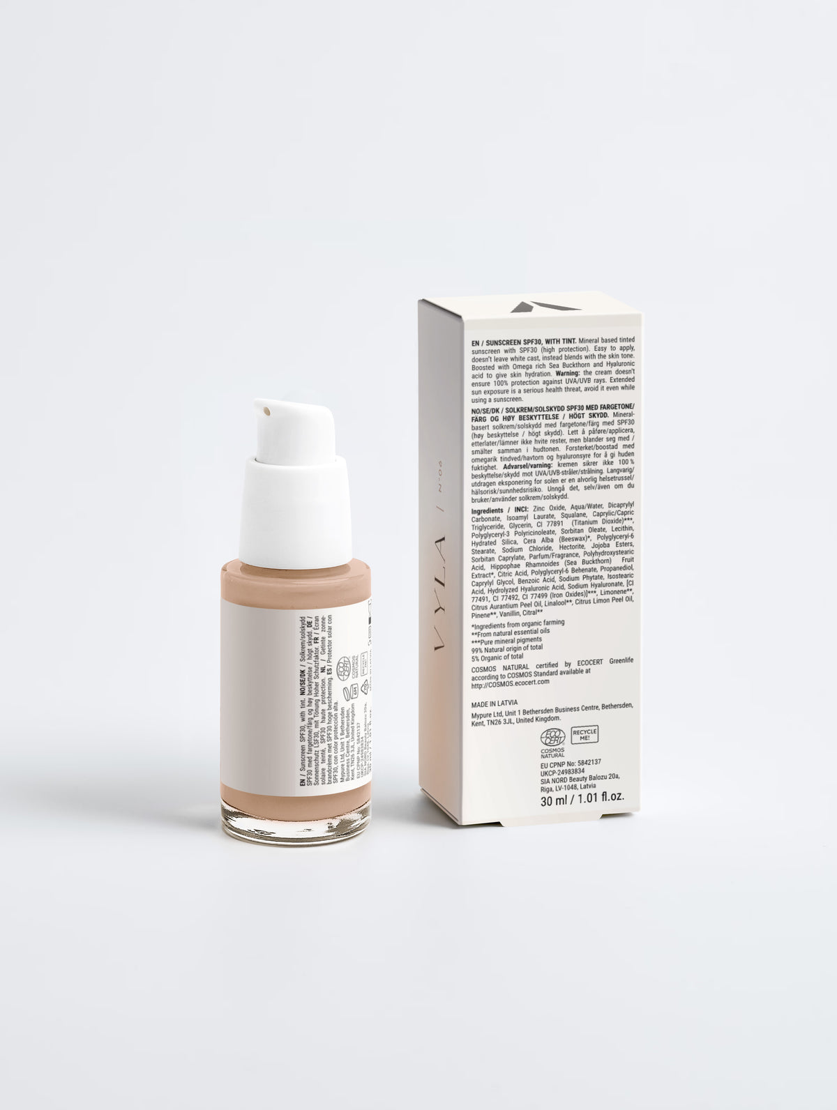 Crème teintée SPF 30 à filtre minéral VYLA – vue détaillée