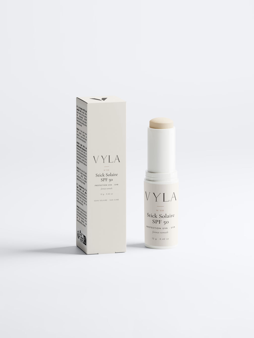 Stick solaire visage SPF 50 minéral VYLA – stick et étui