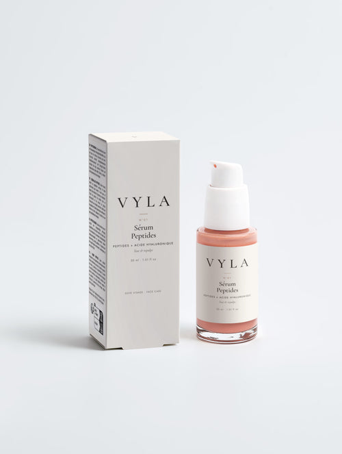 Sérum peptides visage anti-âge VYLA – flacon pompe et étui